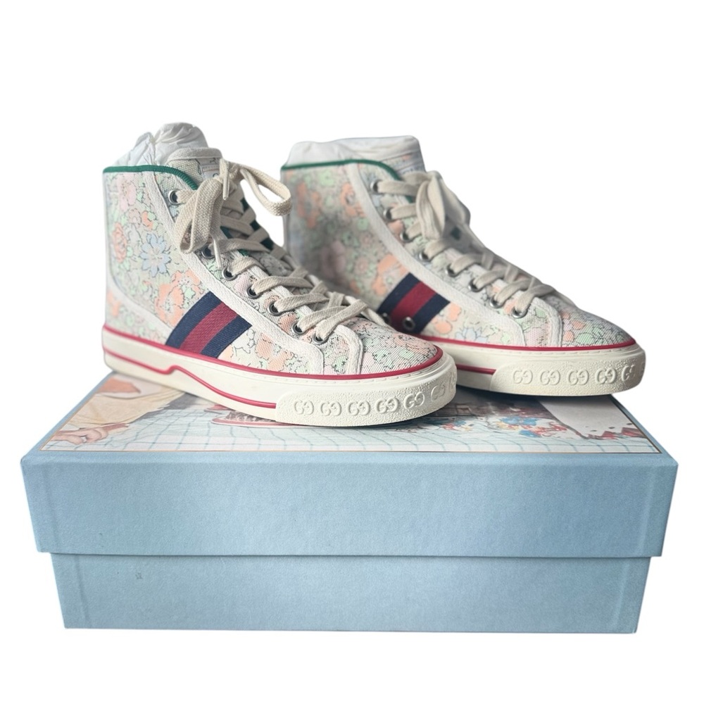 C1  2020 Liberty of London x Gucci Wmns Tennis 1977 High 'Floral - Mint Green'